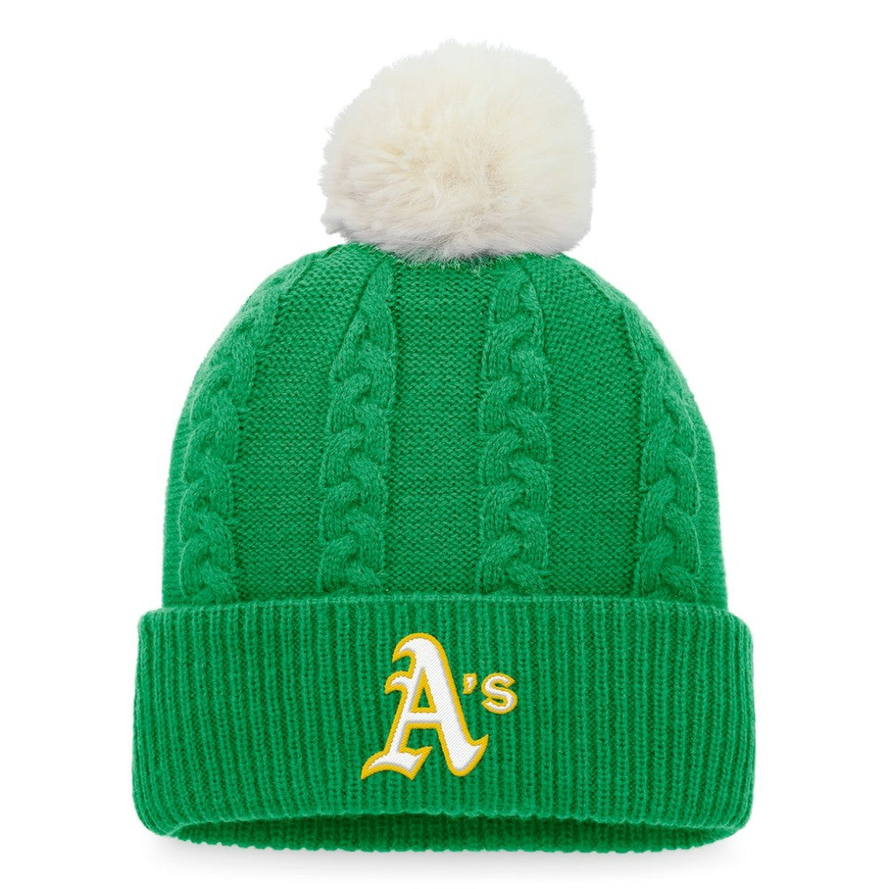 Athletics Fanatics Women's Cable Cuffed Knit Hat with Pom - MLB