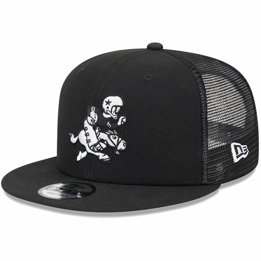 Dallas Cowboys New Era Retro Joe Main Trucker 9FIFTY Snapback Hat Black | NFL