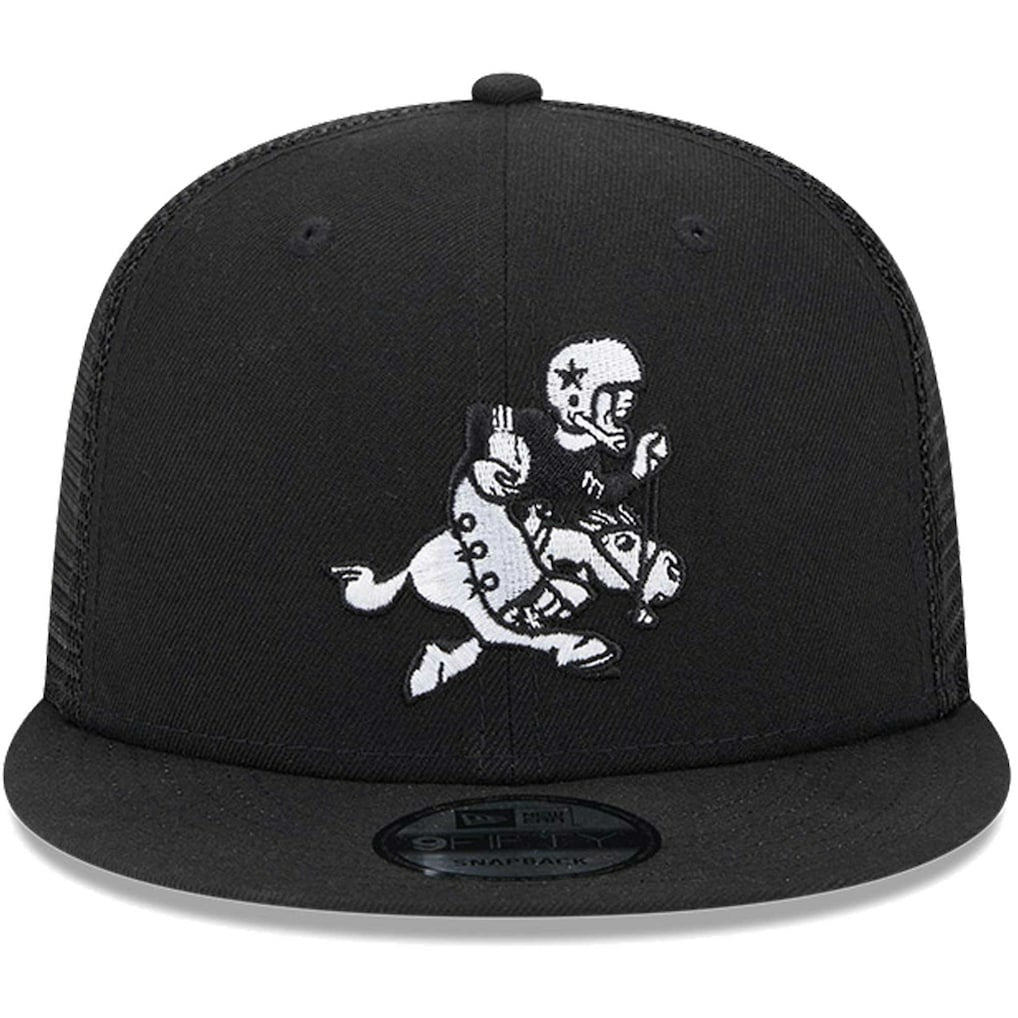 Dallas Cowboys New Era Retro Joe Main Trucker 9FIFTY Snapback Hat Black | NFL