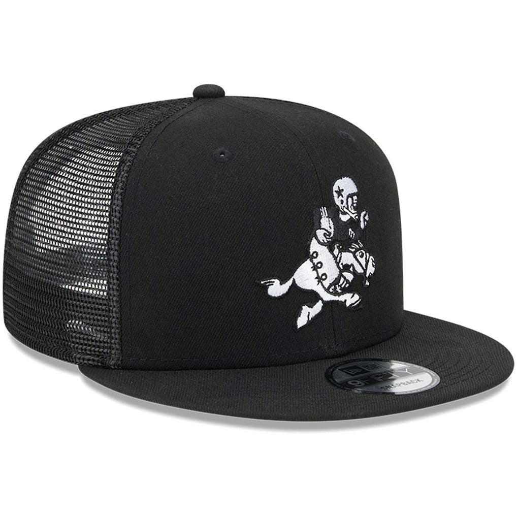 Dallas Cowboys New Era Retro Joe Main Trucker 9FIFTY Snapback Hat Black | NFL