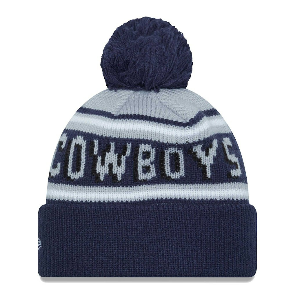 Dallas Cowboys New Era Youth Gridiron Classics Main Cuffed Knit Hat with Pom Gray/Navy | NFL