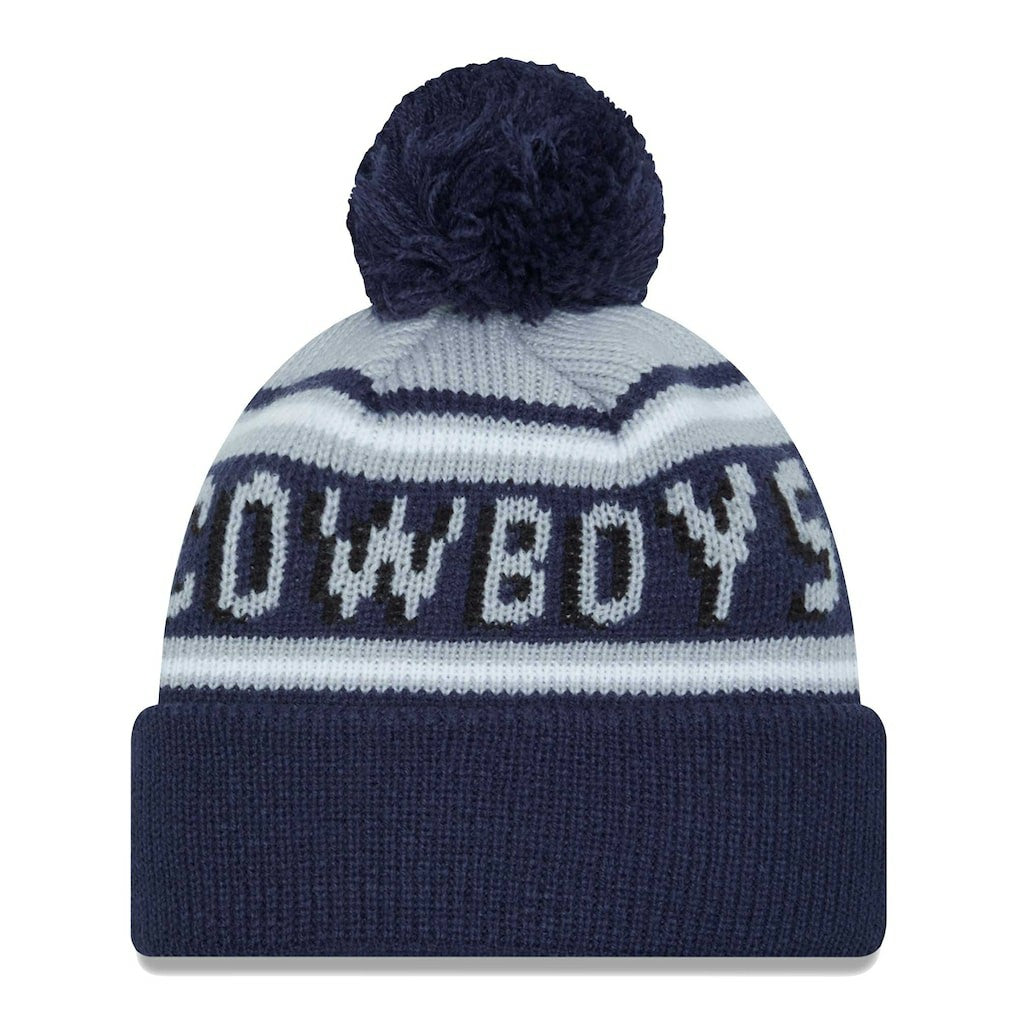Dallas Cowboys New Era Youth Main Cuffed Knit Hat with Pom Gray/Navy | NFL