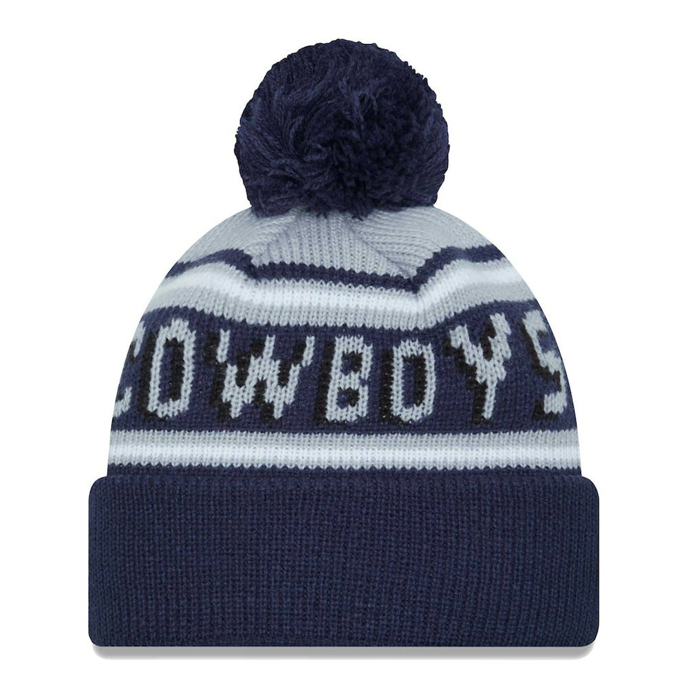 Dallas Cowboys New Era Youth Main Cuffed Knit Hat with Pom Gray/Navy | NFL