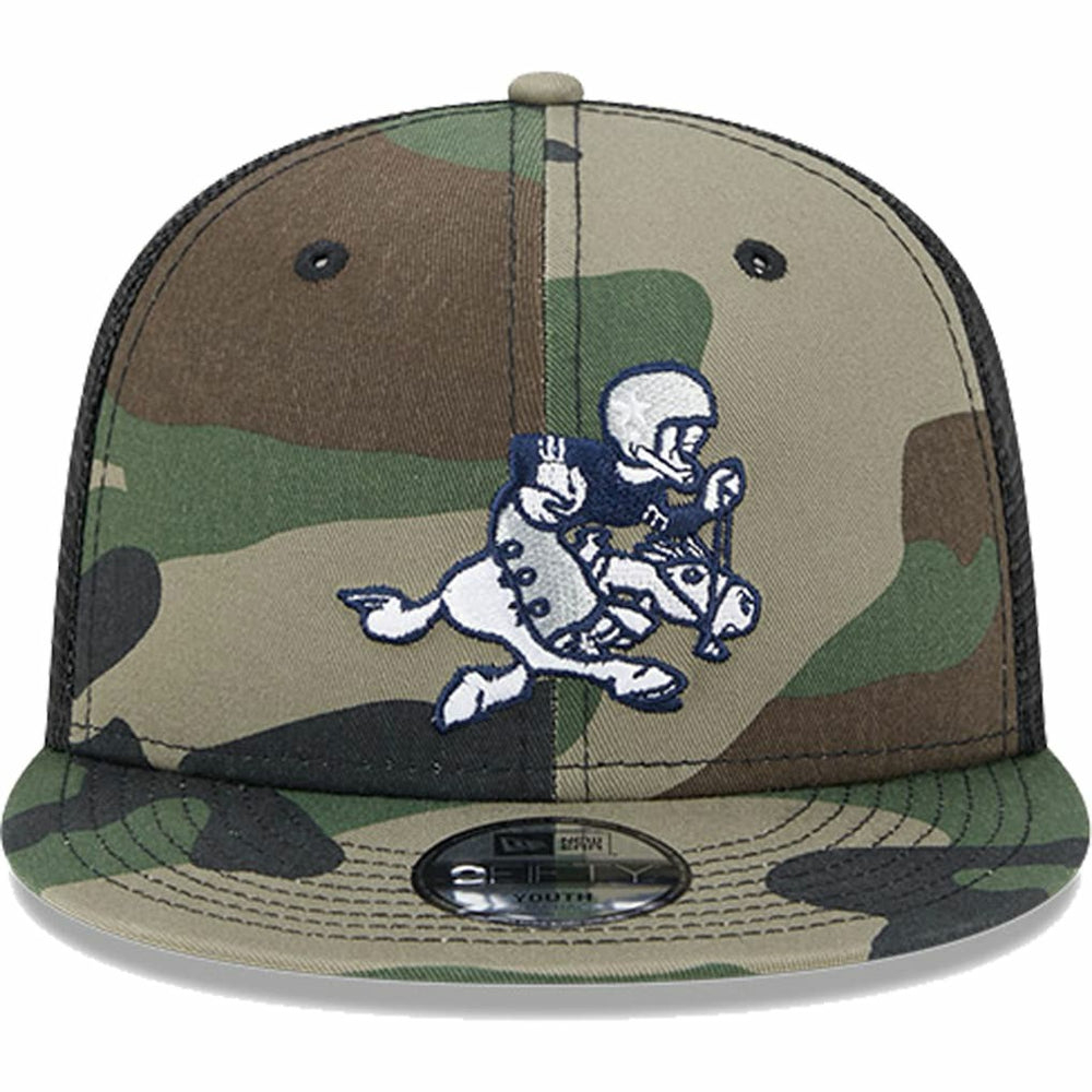 Dallas Cowboys New Era Youth Retro Joe Main Trucker 9FIFTY Snapback Hat Camo | NFL
