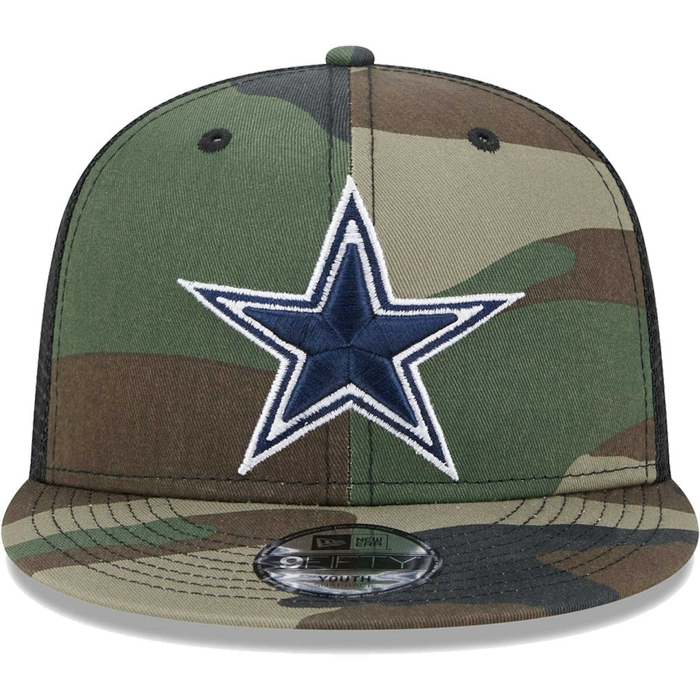 Dallas Cowboys New Era Youth Main Trucker 9FIFTY Snapback Hat Camo | NFL