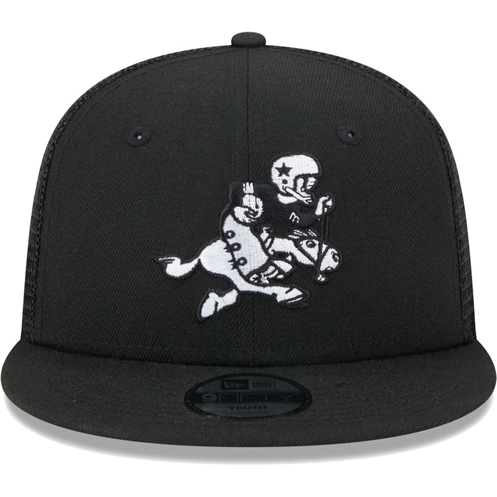 Dallas Cowboys New Era Youth Retro Joe Main B-Dub 9FIFTY Trucker Adjustable Hat Black | NFL