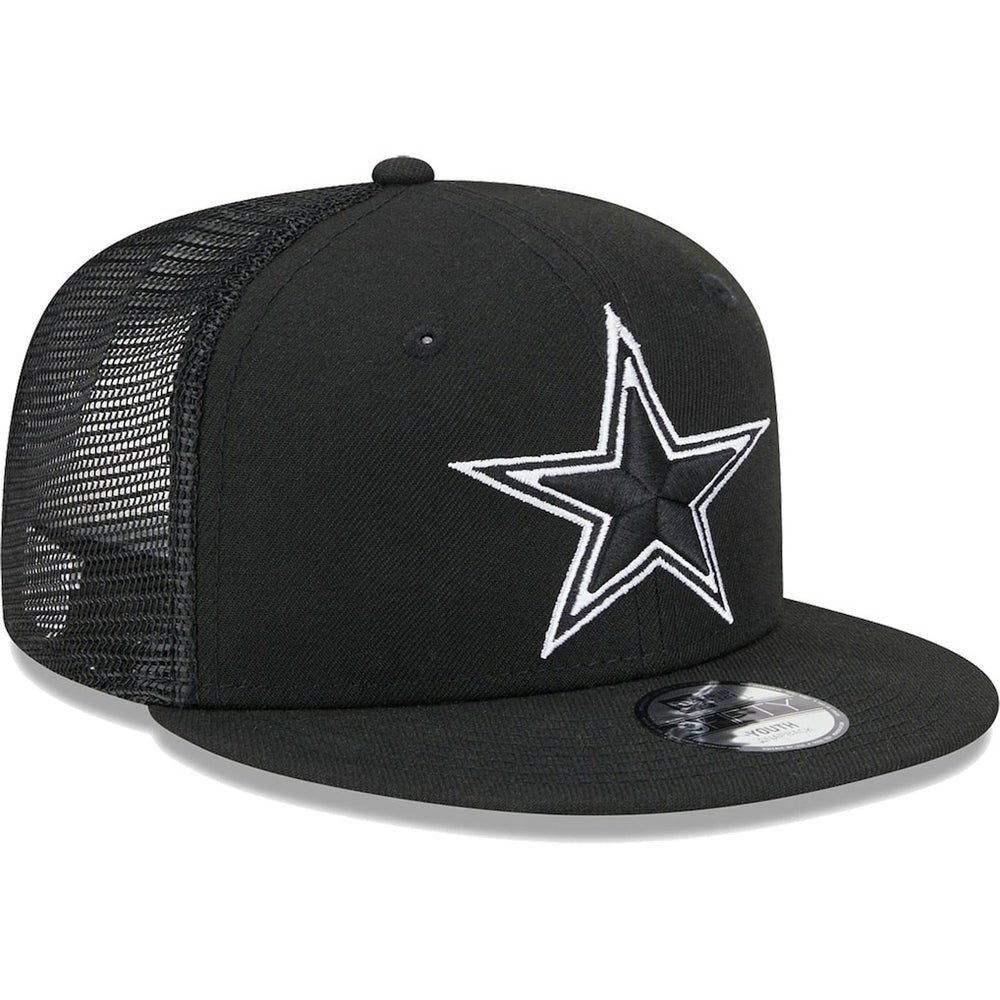 Dallas Cowboys New Era Youth Main B-Dub 9FIFTY Trucker Adjustable Hat Black | NFL