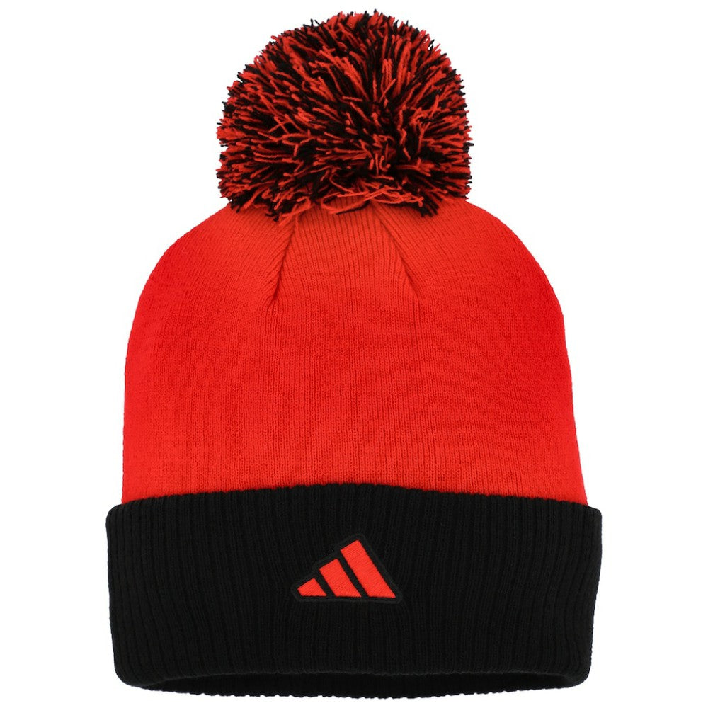 Chicago Blackhawks adidas Women's Laurel Cuffed Knit Hat with Pom - Red - NHL