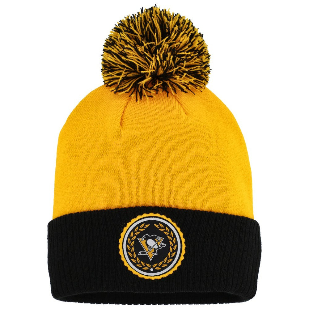 Pittsburgh Penguins adidas Women's Laurel Cuffed Knit Hat with Pom - Gold - NHL