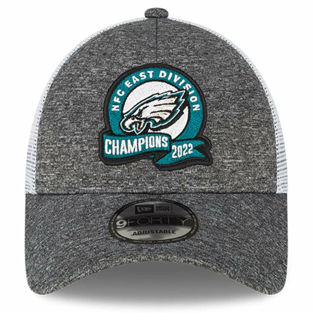 Philadelphia Eagles New Era 2022 NFC East Division Champions Locker Room 9FORTY Adjustable Hat Heather Gray | NFL
