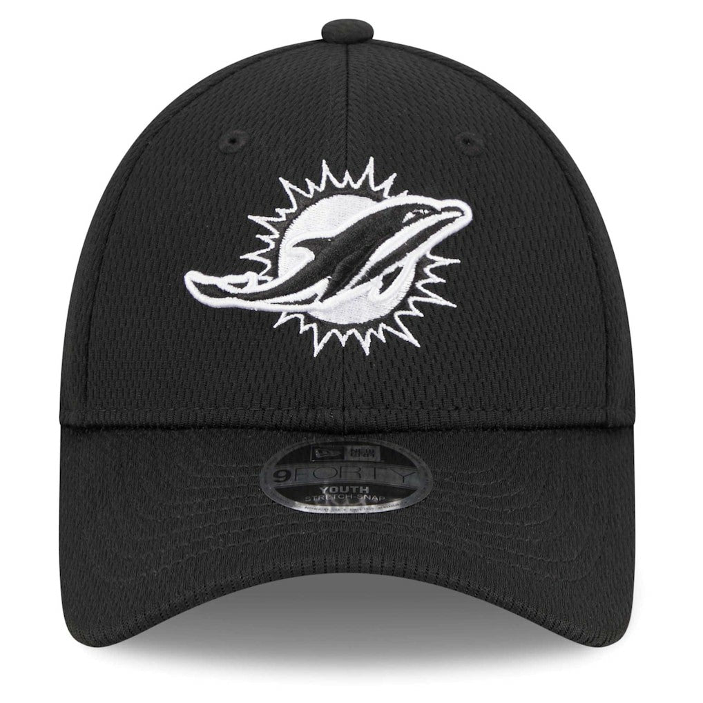 Miami Dolphins New Era Youth Main B-Dub 9FORTY Adjustable Hat Black | NFL