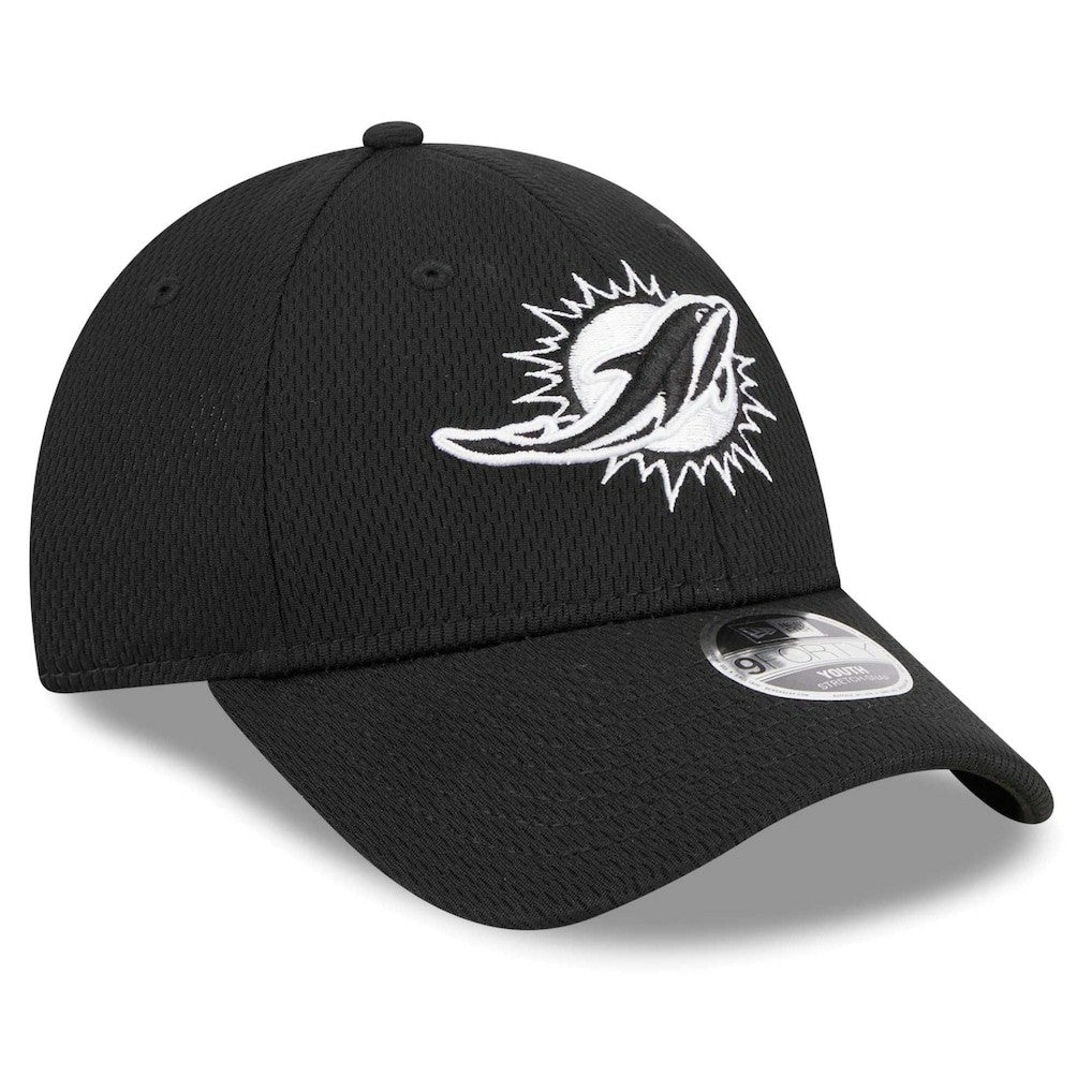 Miami Dolphins New Era Youth Main B-Dub 9FORTY Adjustable Hat Black | NFL