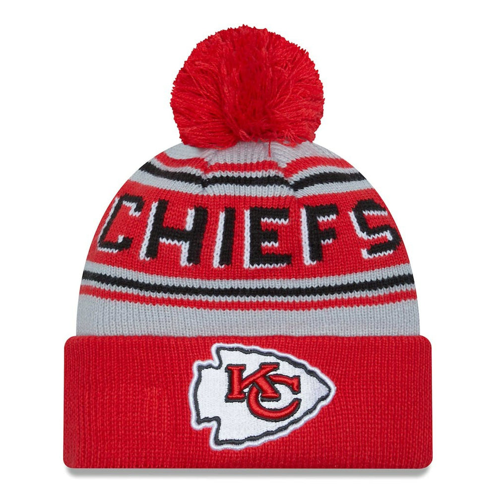 Kansas City Chiefs New Era Main Cuffed Knit Hat with Pom Red | NFL