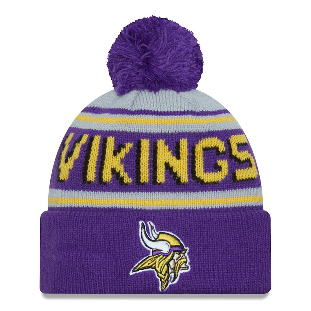 Minnesota Vikings New Era Main Cuffed Knit Hat with Pom Purple | NFL