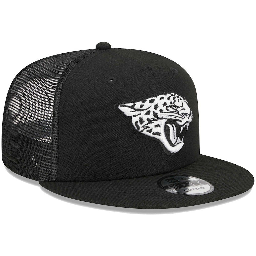 Jacksonville Jaguars New Era Main Trucker 9FIFTY Snapback Hat Black | NFL