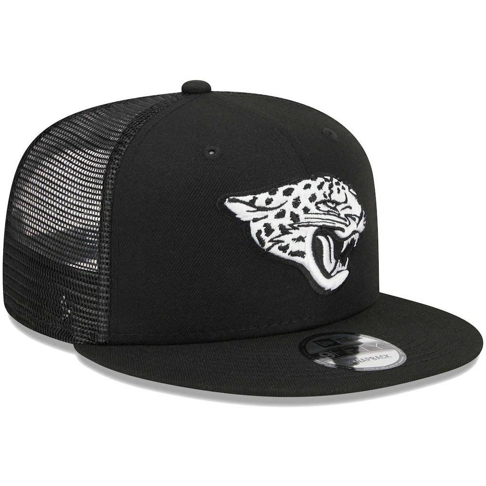 Jacksonville Jaguars New Era Main Trucker 9FIFTY Snapback Hat Black | NFL