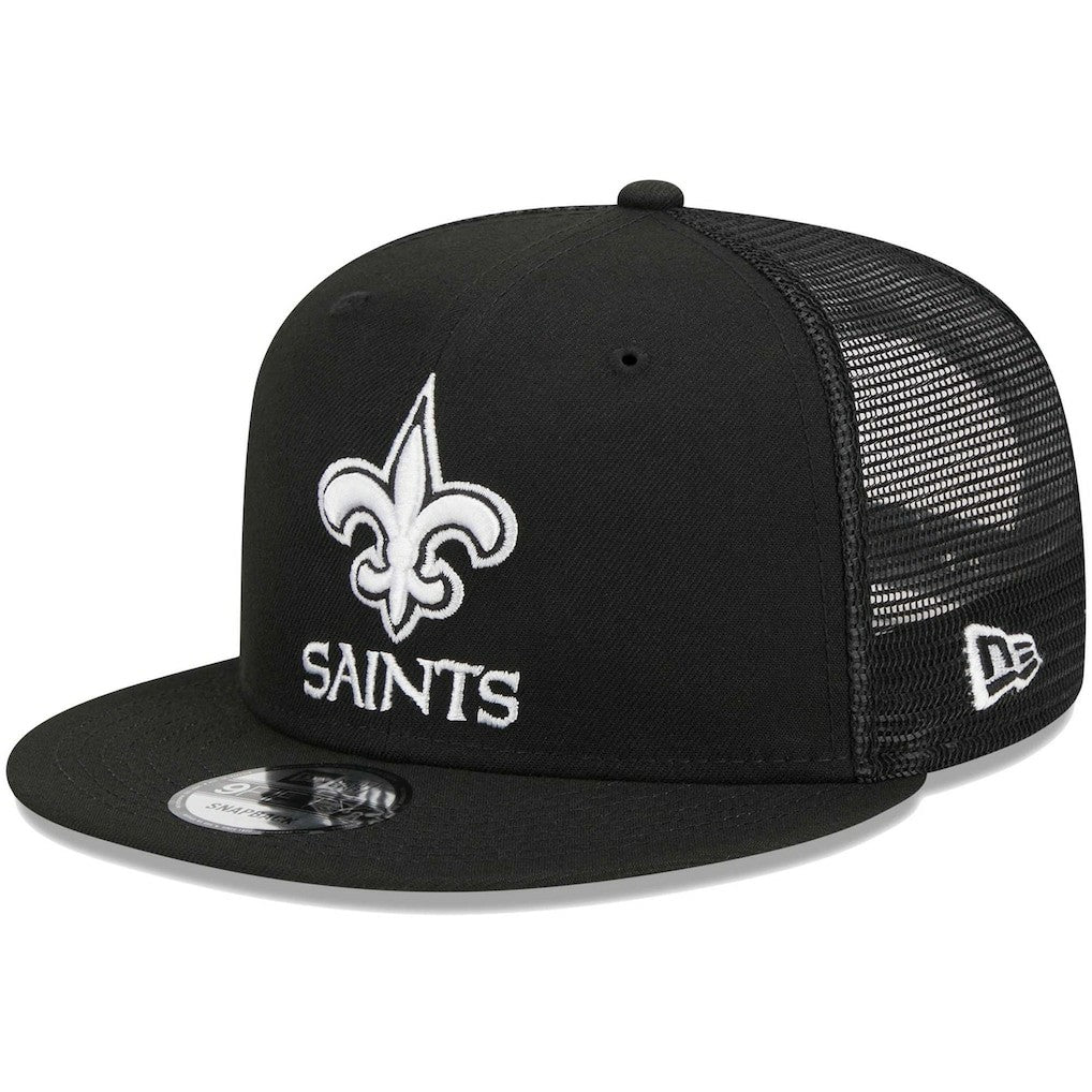 New Orleans Saints New Era Main Trucker 9FIFTY Snapback Hat Black | NFL