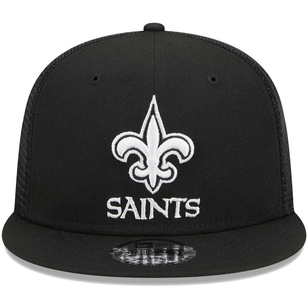 New Orleans Saints New Era Main Trucker 9FIFTY Snapback Hat Black | NFL