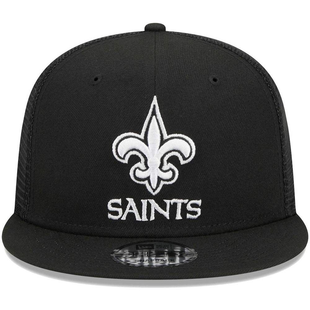 New Orleans Saints New Era Main Trucker 9FIFTY Snapback Hat Black | NFL