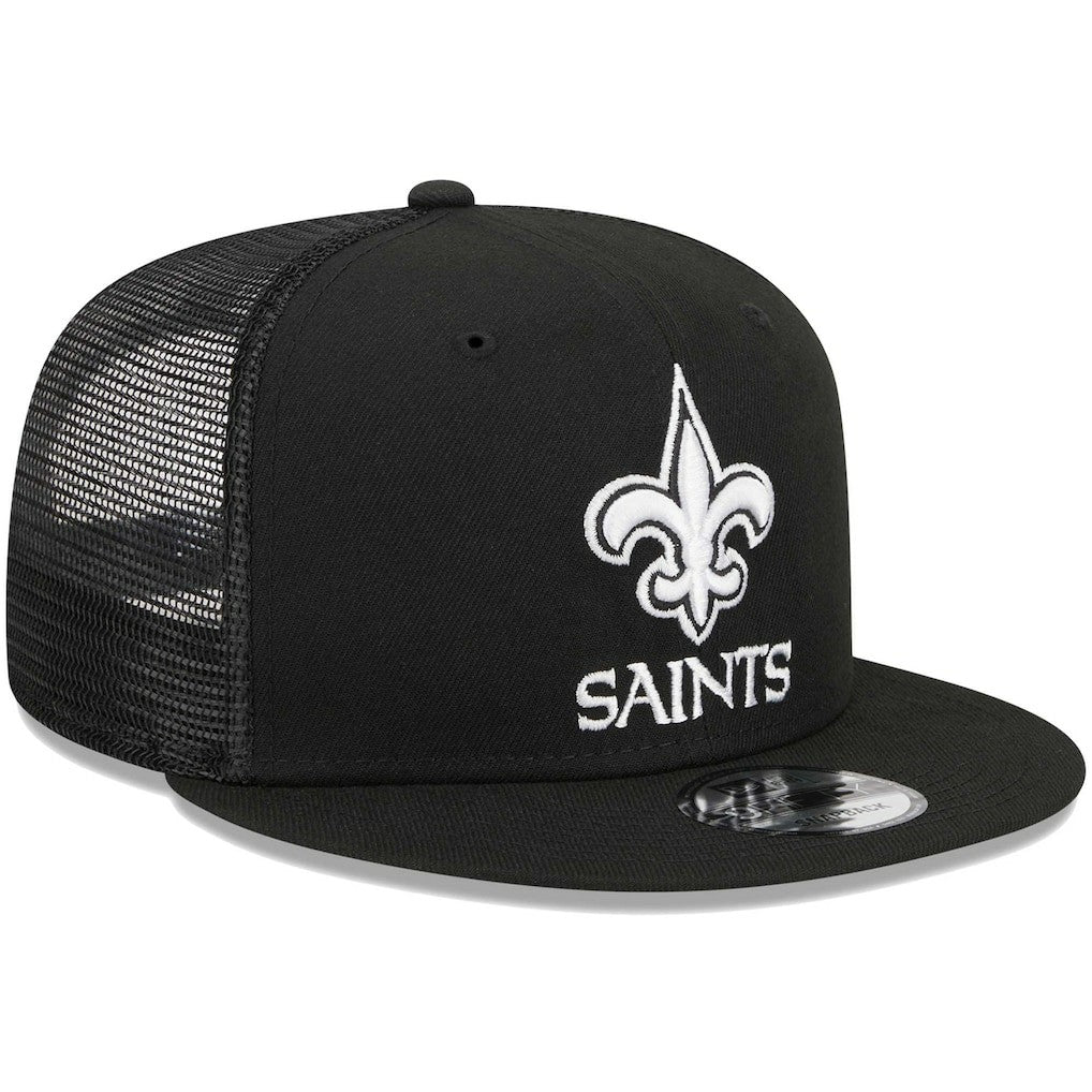 New Orleans Saints New Era Main Trucker 9FIFTY Snapback Hat Black | NFL