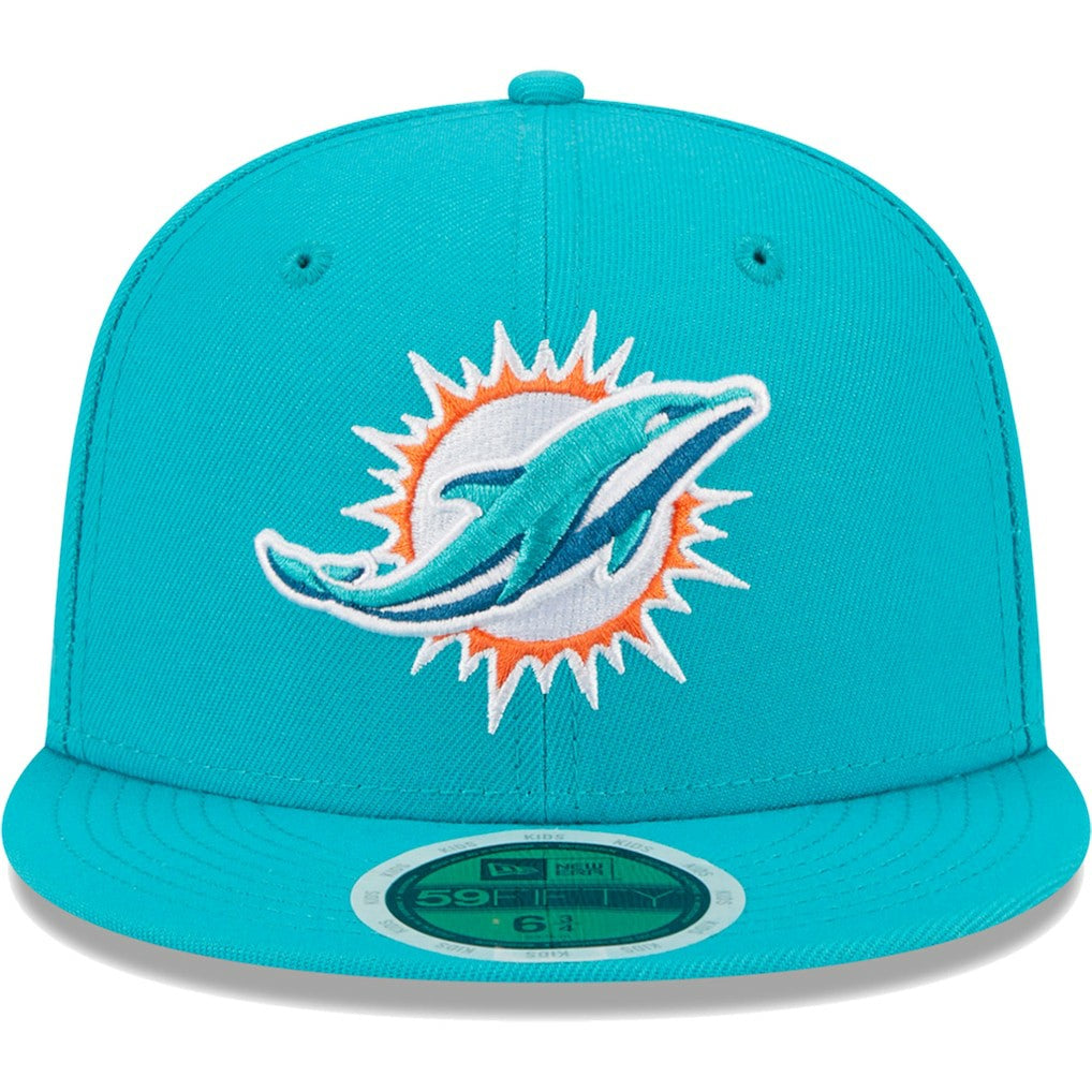Miami Dolphins New Era Youth Main 59FIFTY Fitted Hat Aqua | NFL