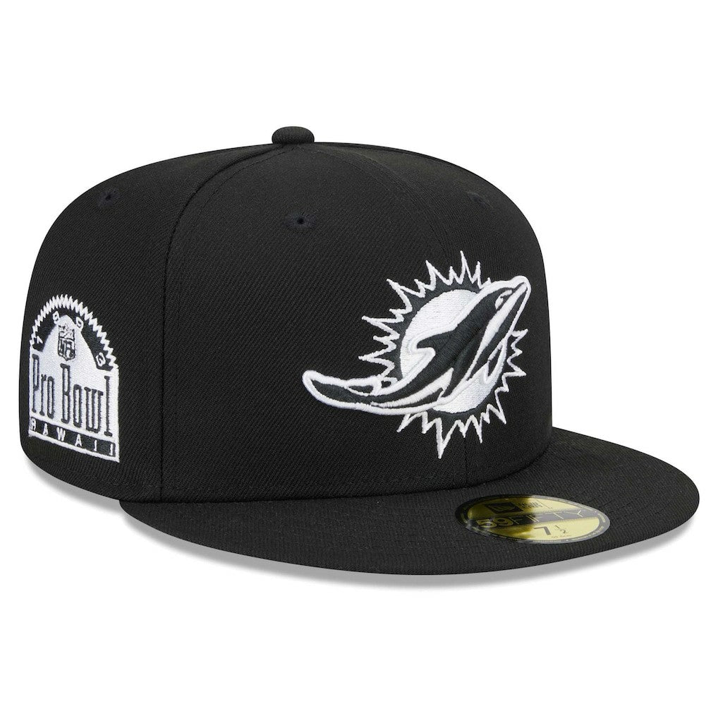 Miami Dolphins New Era Main Patch 59FIFTY Fitted Hat Black | NFL