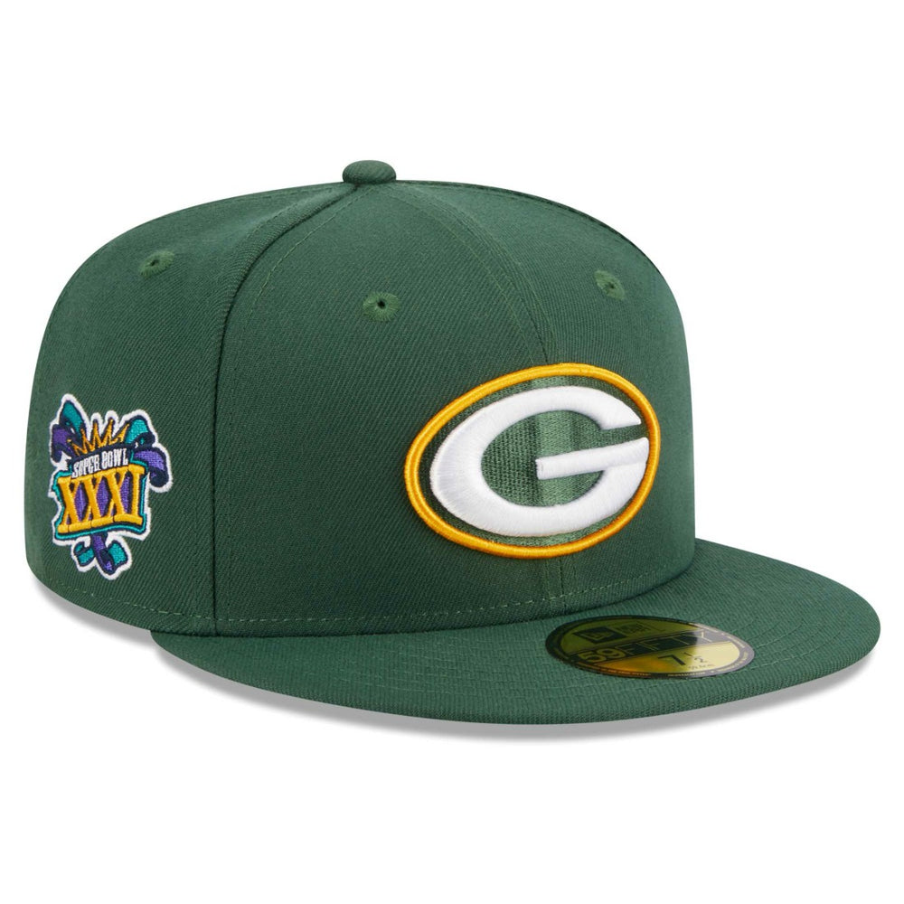 Green Bay Packers New Era Main Patch 59FIFTY Fitted Hat Green | NFL