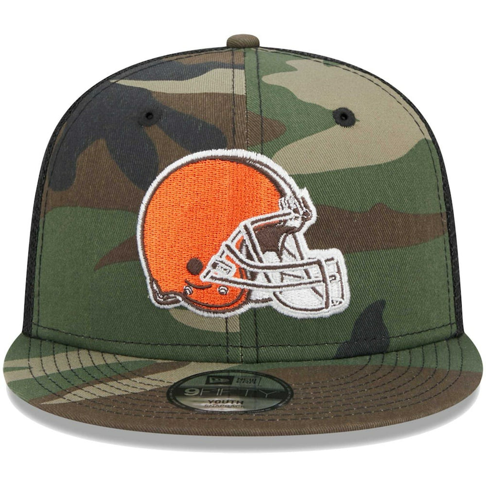 Cleveland Browns New Era Youth Main Trucker 9FIFTY Snapback Hat Camo | NFL