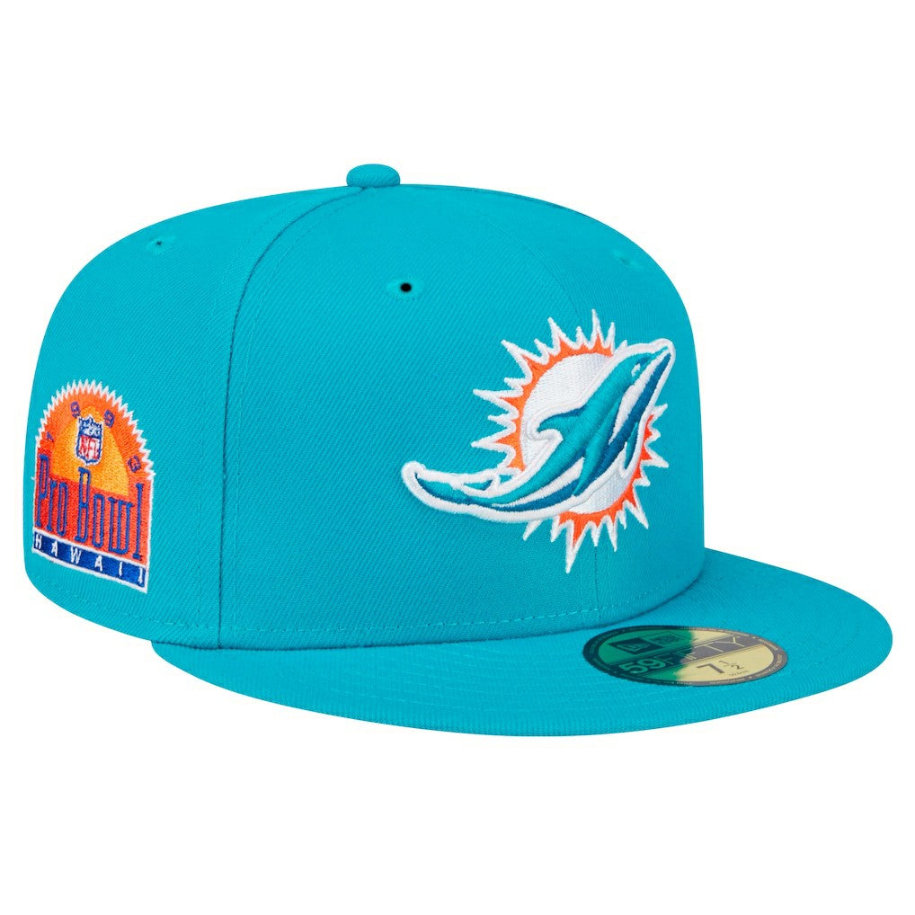 Miami Dolphins New Era Main Patch 59FIFTY Fitted Hat Aqua | NFL