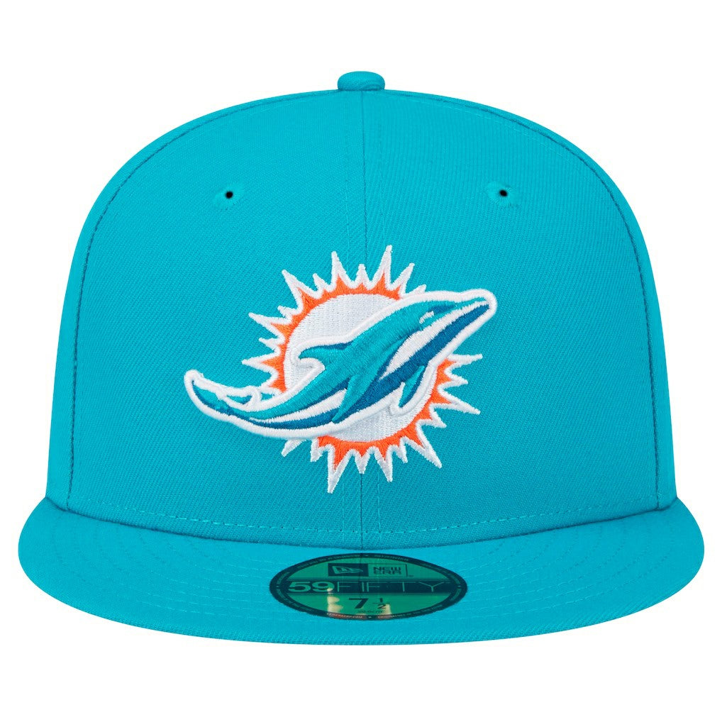 Miami Dolphins New Era Main Patch 59FIFTY Fitted Hat Aqua | NFL