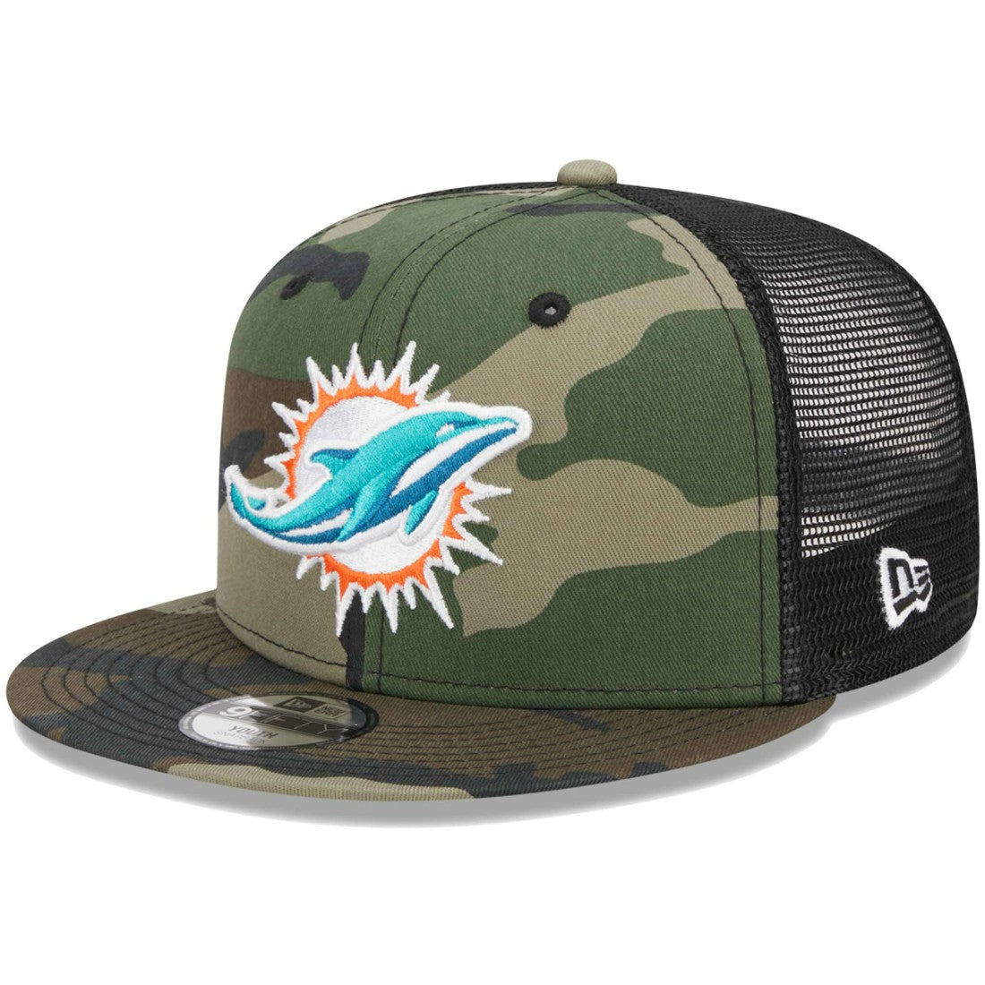 Miami Dolphins New Era Youth Main Trucker 9FIFTY Snapback Hat Camo | NFL