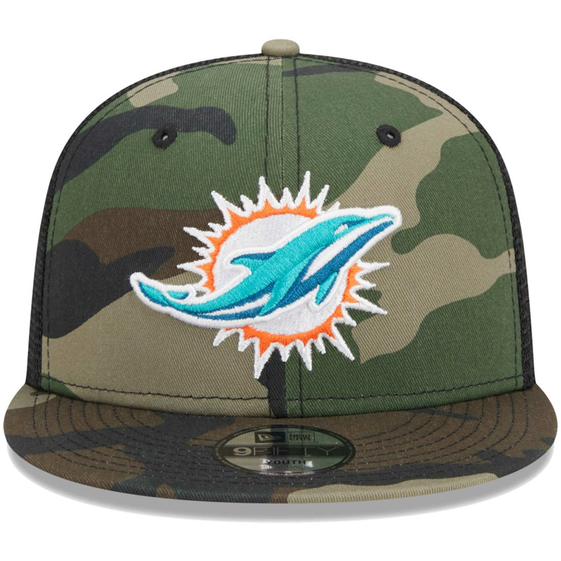 Miami Dolphins New Era Youth Main Trucker 9FIFTY Snapback Hat Camo | NFL