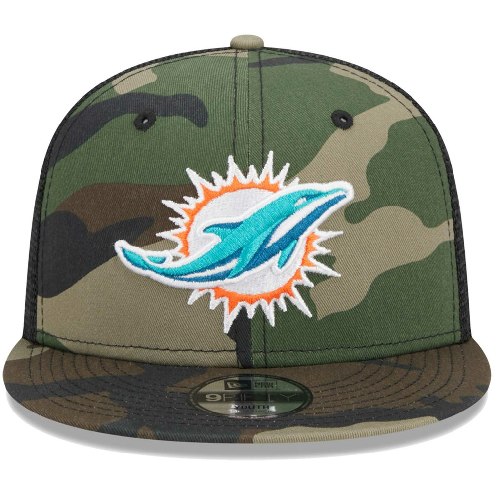 Miami Dolphins New Era Youth Main Trucker 9FIFTY Snapback Hat Camo | NFL