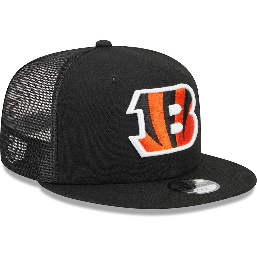Cincinnati Bengals New Era Youth Main Trucker 9FIFTY Snapback Hat Black | NFL