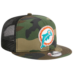 Miami Dolphins New Era Throwback Main Trucker 9FIFTY Snapback Hat Camo | NFL