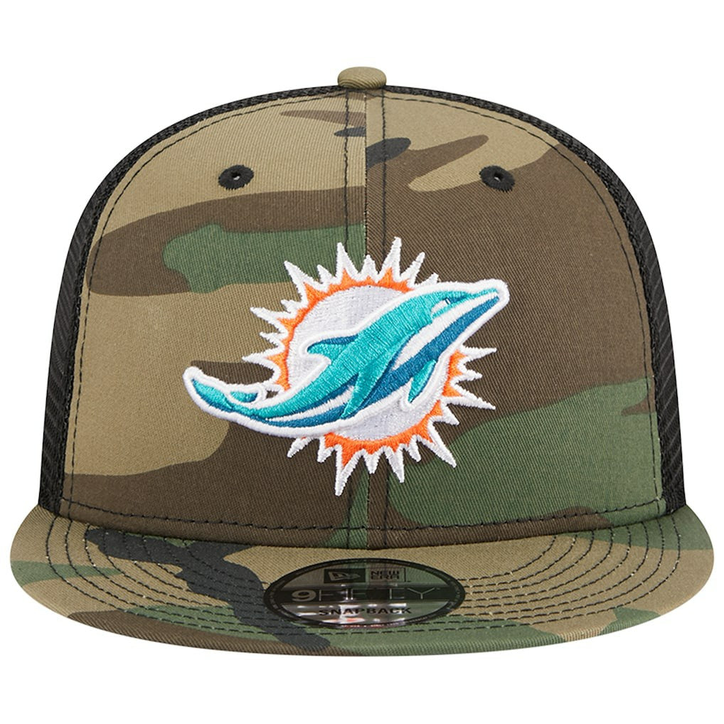 Miami Dolphins New Era Main Trucker 9FIFTY Snapback Hat Camo | NFL