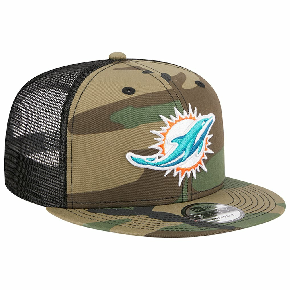 Miami Dolphins New Era Main Trucker 9FIFTY Snapback Hat Camo | NFL