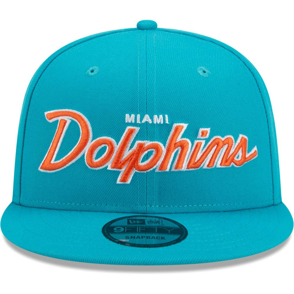 Miami Dolphins New Era Main Script 9FIFTY Snapback Hat Aqua | NFL