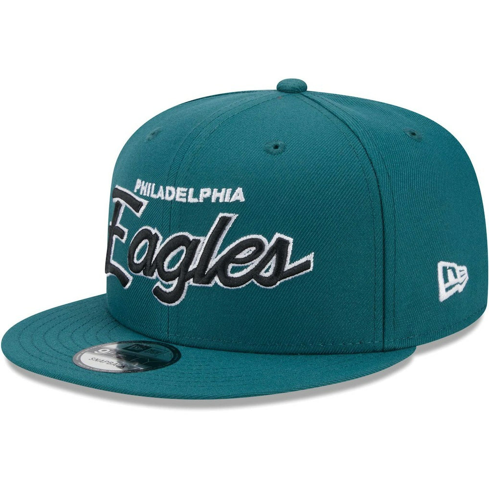 Philadelphia Eagles New Era Main Script 9FIFTY Snapback Hat Midnight Green | NFL