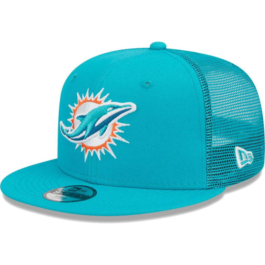 Miami Dolphins New Era Youth Main Trucker 9FIFTY Snapback Hat Aqua | NFL