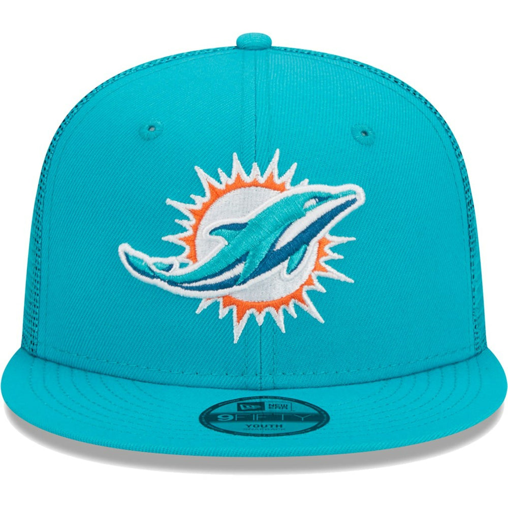 Miami Dolphins New Era Youth Main Trucker 9FIFTY Snapback Hat Aqua | NFL
