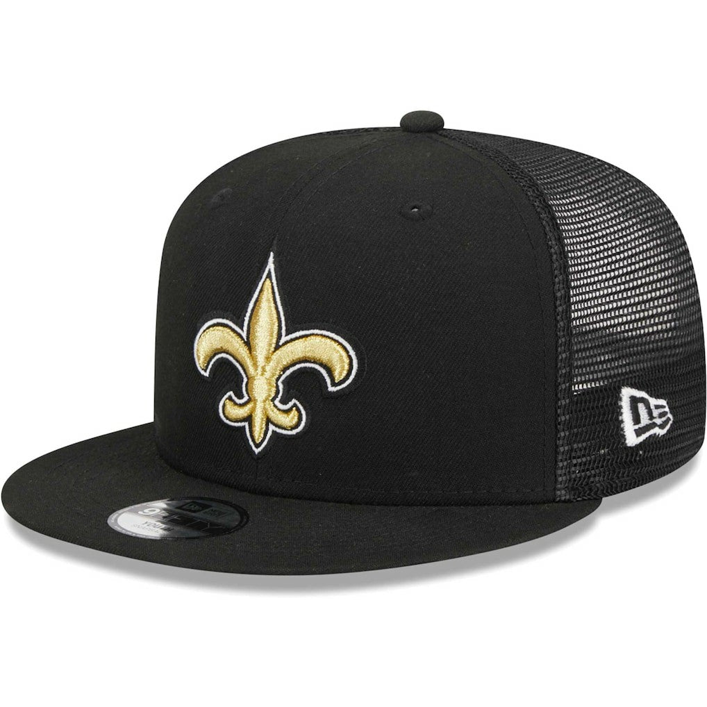 New Orleans Saints New Era Youth Main Trucker 9FIFTY Snapback Hat Black | NFL