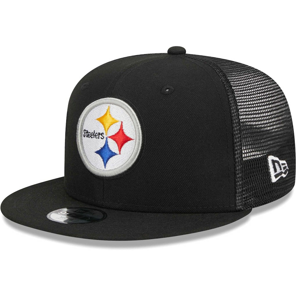Pittsburgh Steelers New Era Youth Main Trucker 9FIFTY Snapback Hat Black | NFL