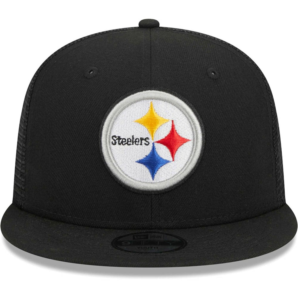 Pittsburgh Steelers New Era Youth Main Trucker 9FIFTY Snapback Hat Black | NFL