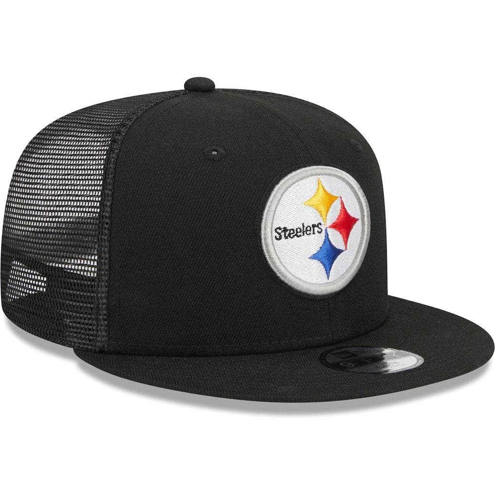 Pittsburgh Steelers New Era Youth Main Trucker 9FIFTY Snapback Hat Black | NFL