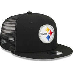 Pittsburgh Steelers New Era Youth Main Trucker 9FIFTY Snapback Hat Black | NFL