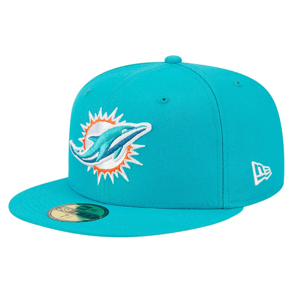 Miami Dolphins New Era Main 59FIFTY Fitted Hat Aqua | NFL