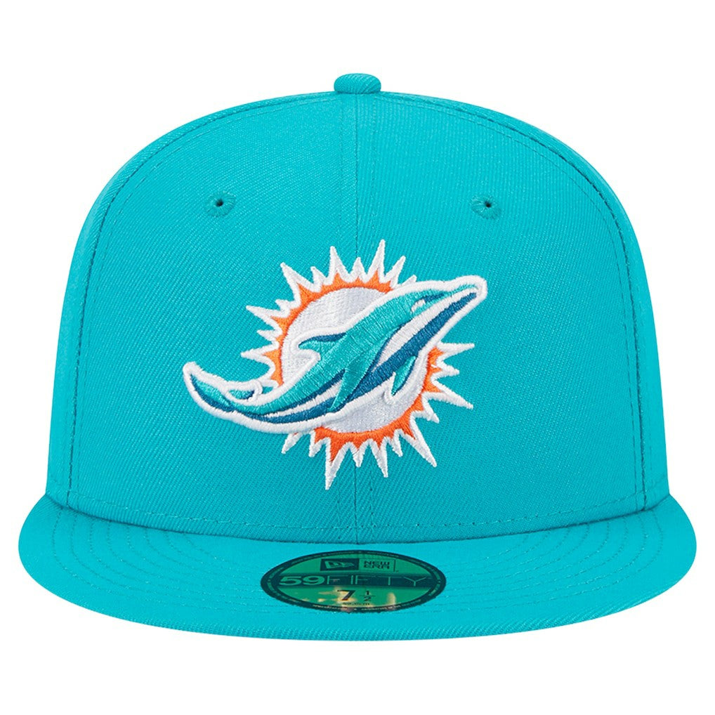 Miami Dolphins New Era Main 59FIFTY Fitted Hat Aqua | NFL
