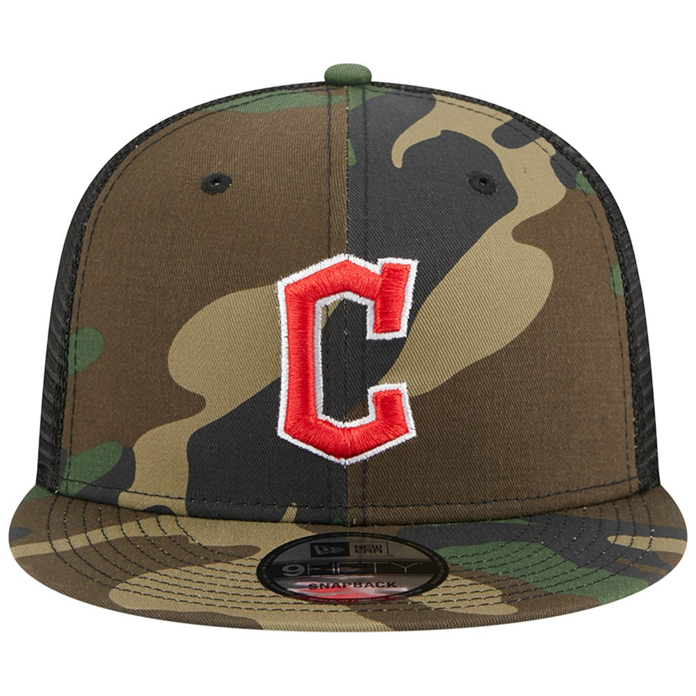 Cleveland Guardians New Era Woodland Camo Trucker 9FIFTY Snapback Hat - MLB