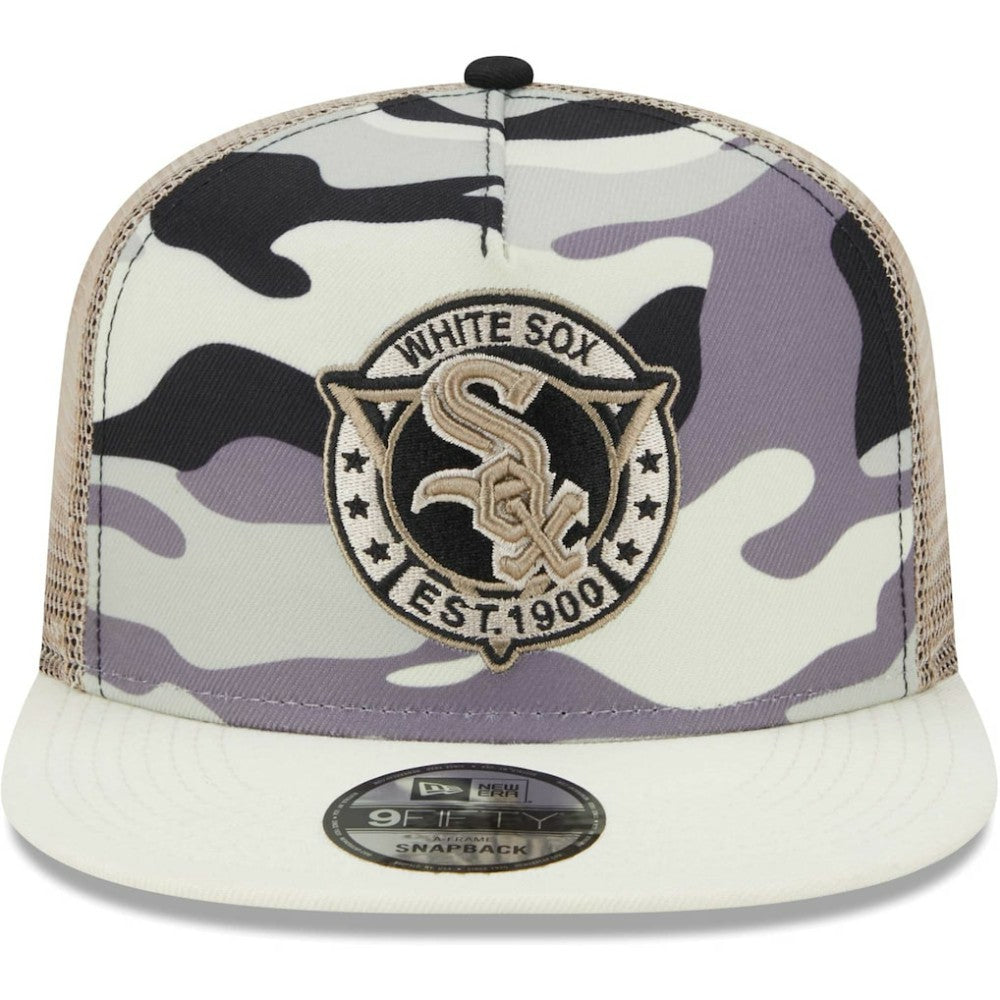 Chicago White Sox New Era Chrome Camo A-Frame 9FIFTY Trucker Snapback Hat - MLB